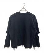 MAISON SPECIALメゾンスペシャル）の古着「スラッシュカッティングスリーブプライムオーバーボートネックプルオーバー」｜ブラック