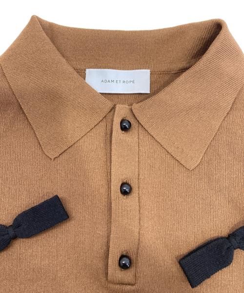 Adam et Rope（アダム エ ロペ）Adam et Rope (アダム エ ロペ) リボンポロニット ブラウン サイズ:Fの古着・服飾アイテム