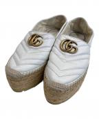 GUCCIグッチ）の古着「GGマーモント レザー エスパドリーユ」｜ホワイト