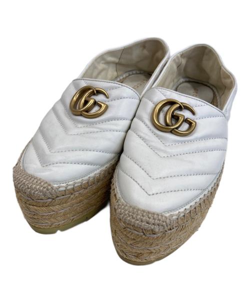 GUCCI（グッチ）GUCCI (グッチ) GGマーモント レザー エスパドリーユ ホワイト サイズ:37の古着・服飾アイテム