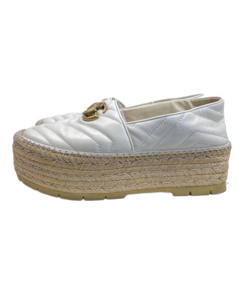 GUCCI（グッチ）GUCCI (グッチ) GGマーモント レザー エスパドリーユ ホワイト サイズ:37の古着・服飾アイテム