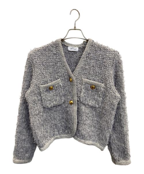 Mila Owen（ミラオーウェン）Mila Owen (ミラオーウェン) ニットツイードショートジャケット グレー サイズ:Mの古着・服飾アイテム