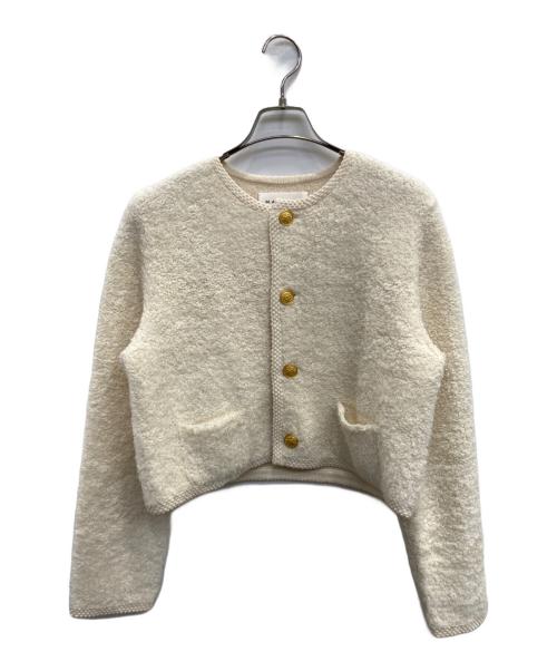MACPHEE（マカフィー）MACPHEE (マカフィー) ムートン クルーネックカーディガン アイボリー サイズ:Sの古着・服飾アイテム