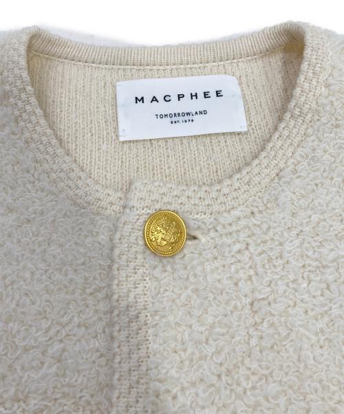 MACPHEE（マカフィー）MACPHEE (マカフィー) ムートン クルーネックカーディガン アイボリー サイズ:Sの古着・服飾アイテム