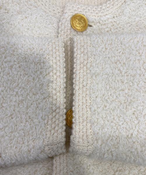 MACPHEE（マカフィー）MACPHEE (マカフィー) ムートン クルーネックカーディガン アイボリー サイズ:Sの古着・服飾アイテム