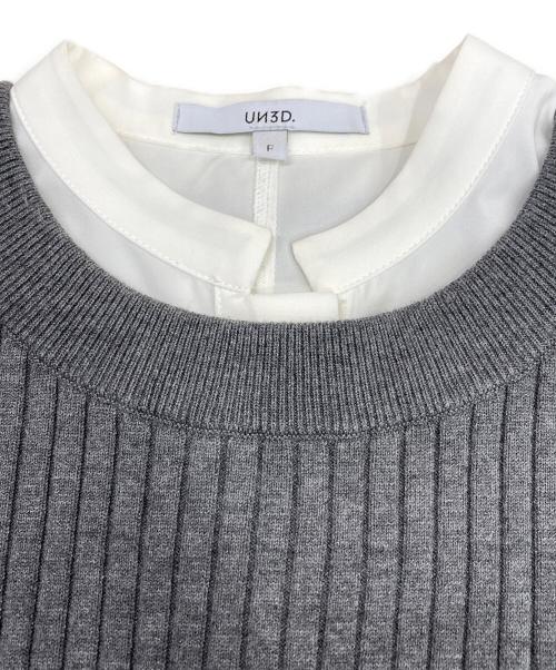 UN3D.（アンスリード）UN3D. (アンスリード) レイヤードシャツワンピース グレー サイズ:Fの古着・服飾アイテム