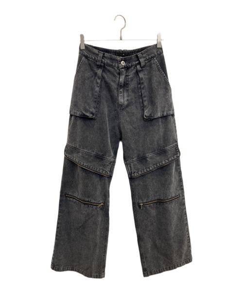 NO ID.（ノーアイディー）NO ID. (ノーアイディー) フラップZIPワイドパンツ ブラック サイズ:1の古着・服飾アイテム