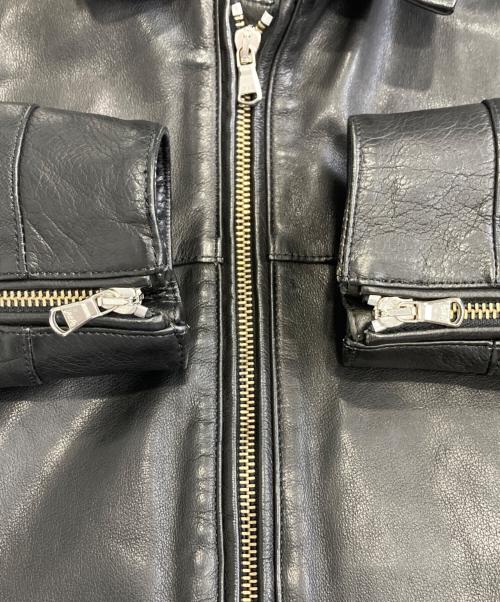 5351 pour les hommes（5351プールオム）5351 pour les hommes (5351プールオム) ベジタブルカウレザーシングルライダース ブラック サイズ:3の古着・服飾アイテム