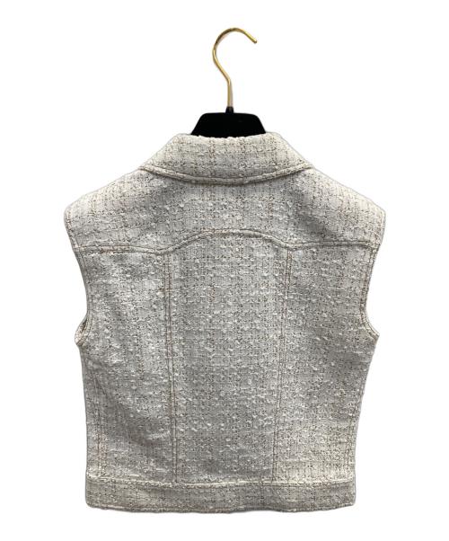 CHANEL（シャネル）CHANEL (シャネル) ココマークボタン ツイードベスト/ミニスカート セットアップ ホワイト サイズ:38の古着・服飾アイテム