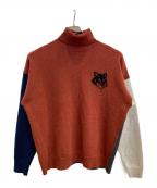 maison kitsuneメゾンキツネ）の古着「タートルネックニット」｜レッド