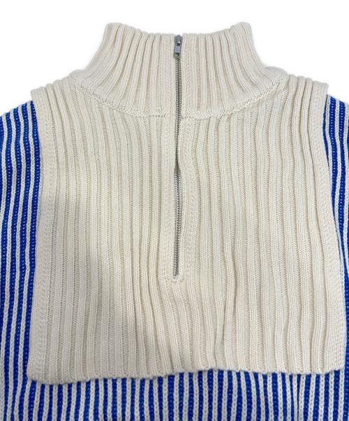 KBF（ケービーエフ）KBF (ケービーエフ) レイヤードハーフZIPニット ブルー×アイボリー サイズ:FREEの古着・服飾アイテム