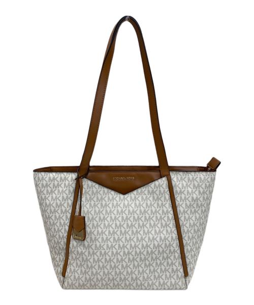 MICHAEL KORS（マイケル・コース）MICHAEL KORS (マイケル・コース) トートバッグ ホワイト×ブラウンの古着・服飾アイテム