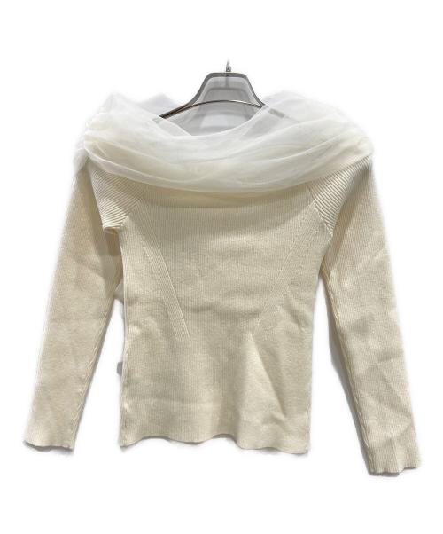 FRAY ID（フレイ アイディー）FRAY ID (フレイ アイディー) 2wayチュールコンビオフショルニット アイボリー サイズ:FREEの古着・服飾アイテム