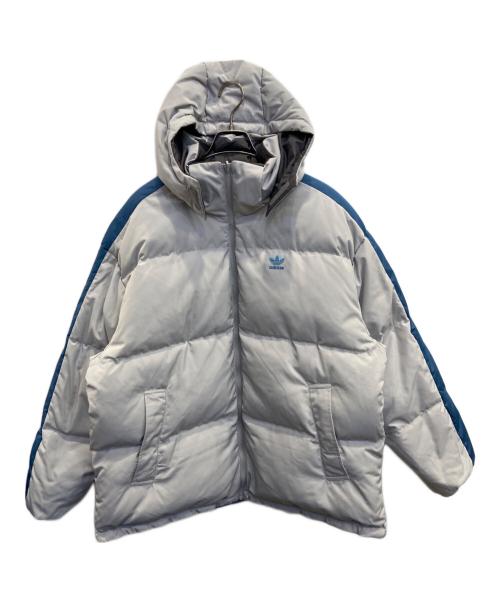 adidas（アディダス）adidas (アディダス) リバーシブルダウンジャケット グレー×ブルー サイズ:2XLの古着・服飾アイテム
