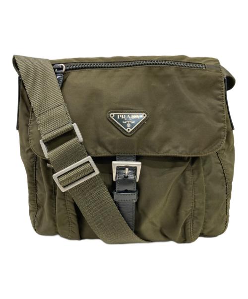 PRADA（プラダ）PRADA (プラダ) ナイロンショルダーバッグ カーキの古着・服飾アイテム