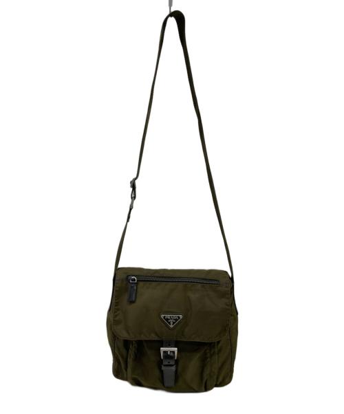 PRADA（プラダ）PRADA (プラダ) ナイロンショルダーバッグ カーキの古着・服飾アイテム