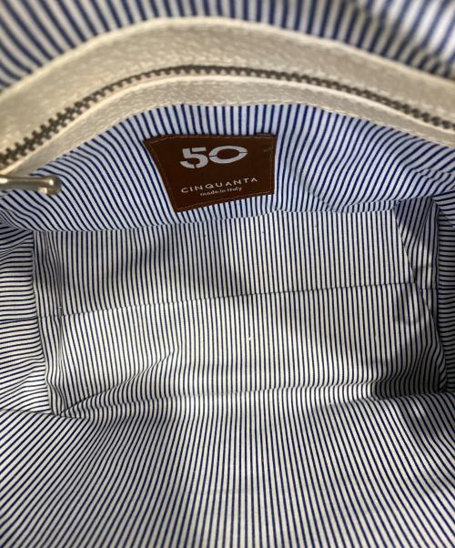 Cinquanta（チンクワンタ）Cinquanta (チンクワンタ) レザーハンドバッグ アイボリー×ブラックの古着・服飾アイテム