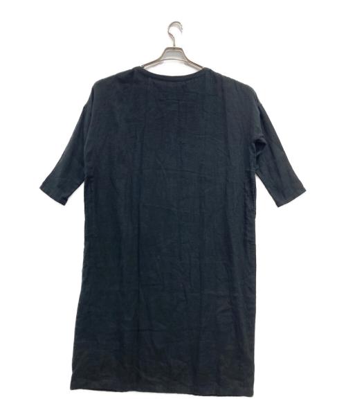 evam eva（エヴァムエヴァ）evam eva (エヴァムエヴァ) リネンワンピース ブラック サイズ:FREEの古着・服飾アイテム