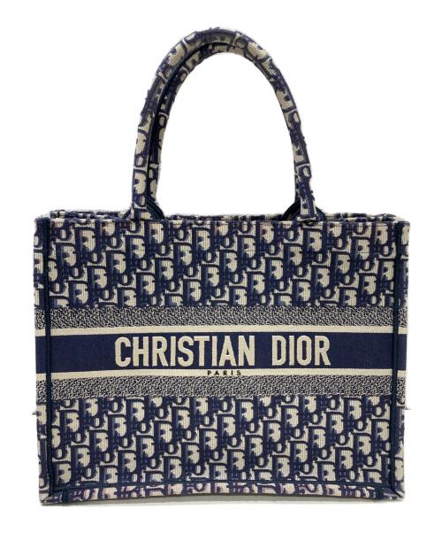 Christian Dior（クリスチャン ディオール）Christian Dior (クリスチャン ディオール) オブリーク エンブロイダリー ブックトート  ネイビーの古着・服飾アイテム