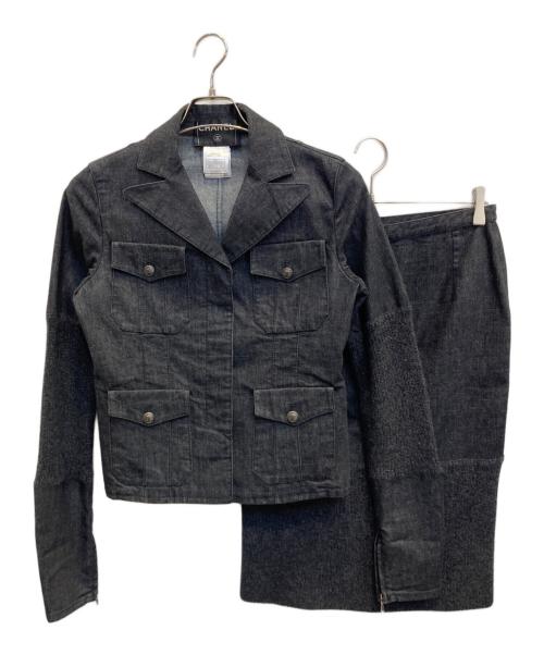 CHANEL（シャネル）CHANEL (シャネル) ニット切替デニムセットアップ インディゴ サイズ:38の古着・服飾アイテム