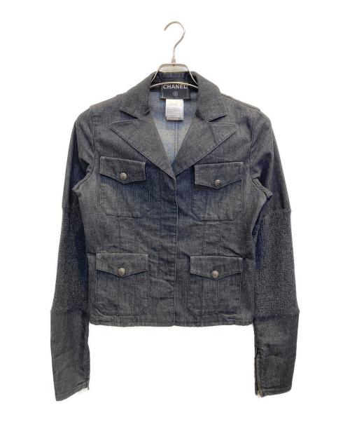 CHANEL（シャネル）CHANEL (シャネル) ニット切替デニムセットアップ インディゴ サイズ:38の古着・服飾アイテム