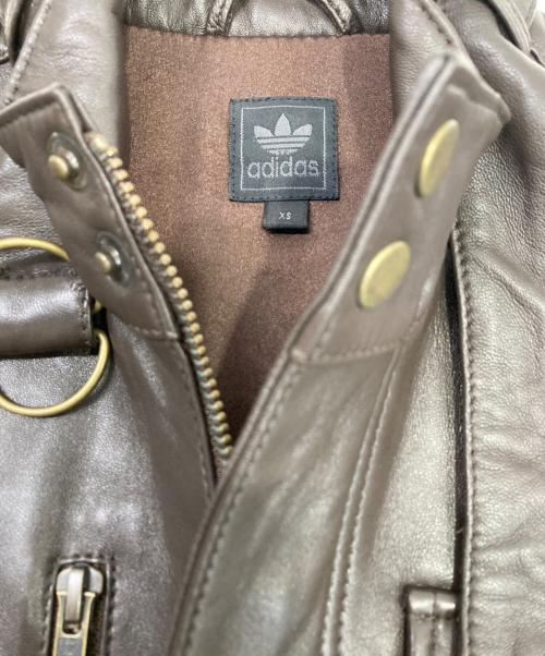 adidas（アディダス）adidas (アディダス) ラムレザーシングルライダースジャケット ブラウン サイズ:XSの古着・服飾アイテム