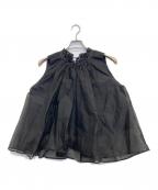 MARILYN MOONマリリンムーン）の古着「sheer starched cotton gather blouse」｜ブラック