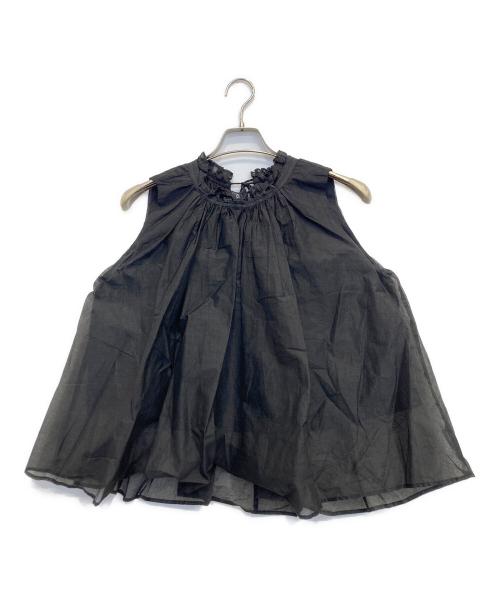 MARILYN MOON（マリリンムーン）MARILYN MOON (マリリンムーン) sheer starched cotton gather blouse ブラック サイズ:Fの古着・服飾アイテム