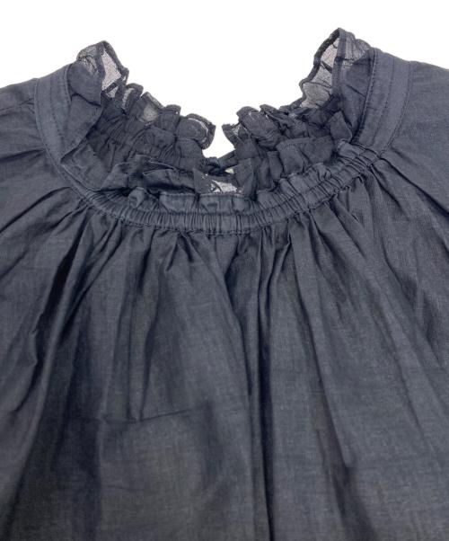 MARILYN MOON（マリリンムーン）MARILYN MOON (マリリンムーン) sheer starched cotton gather blouse ブラック サイズ:Fの古着・服飾アイテム