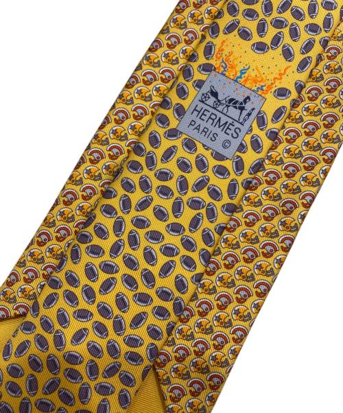 HERMES（エルメス）HERMES (エルメス) アメフト柄ネクタイ イエロー サイズ:-の古着・服飾アイテム