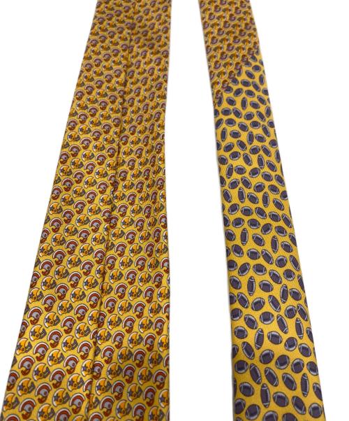 HERMES（エルメス）HERMES (エルメス) アメフト柄ネクタイ イエロー サイズ:-の古着・服飾アイテム