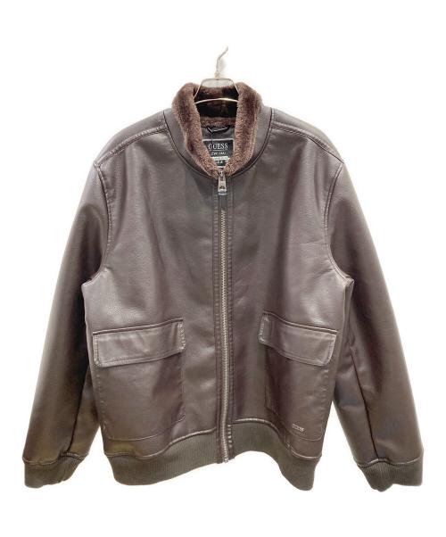 GUESS（ゲス）GUESS (ゲス) フェイクムートンジャケット ブラウン サイズ:Lの古着・服飾アイテム