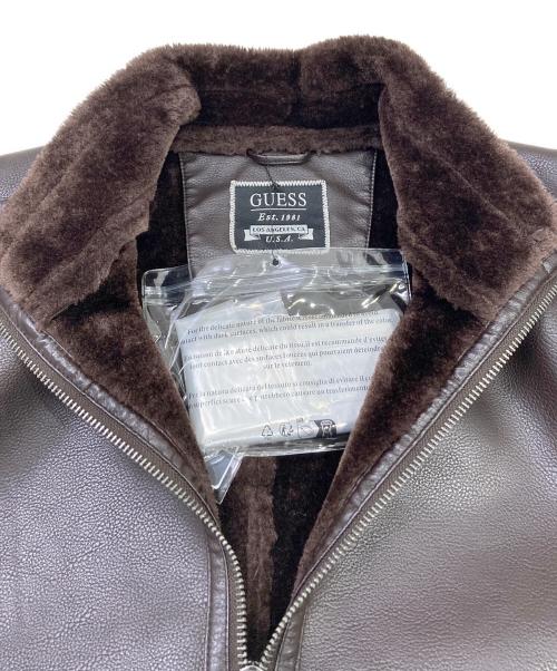 GUESS（ゲス）GUESS (ゲス) フェイクムートンジャケット ブラウン サイズ:Lの古着・服飾アイテム