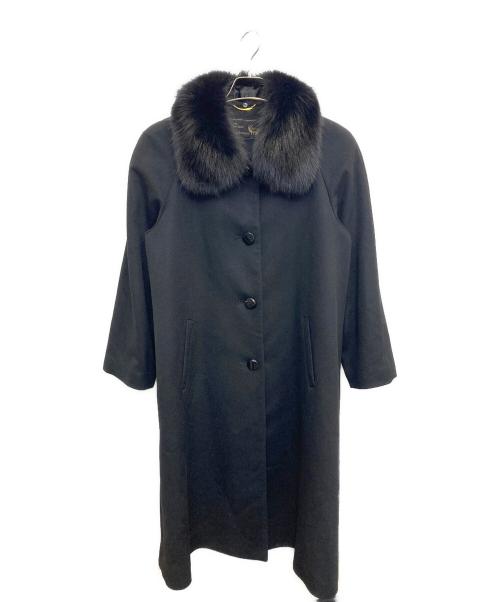 PURE CASHMERE（ピュアカシミヤ）PURE CASHMERE (ピュアカシミヤ) カシミヤブルーフォックスファーコート ブラック サイズ:11ARの古着・服飾アイテム