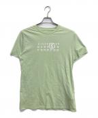 MM6 Maison Margielaエムエムシックスメゾンマルジェラ）の古着「Torn T-shirt Branded With Numeric Logo」｜黄緑