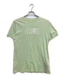 MM6 Maison Margiela（エムエムシックスメゾンマルジェラ）の古着「Torn T-shirt Branded With Numeric Logo」｜黄緑