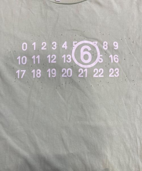MM6 Maison Margiela（エムエムシックスメゾンマルジェラ）MM6 Maison Margiela (エムエムシックスメゾンマルジェラ) Torn T-shirt Branded With Numeric Logo 黄緑 サイズ:16の古着・服飾アイテム