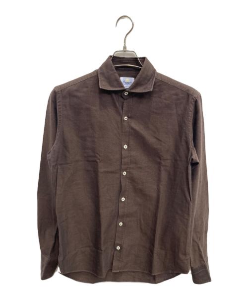 giannetto（ジャンネット）giannetto (ジャンネット) ホリゾンタルカラーシャツ ブラウン サイズ:Mの古着・服飾アイテム