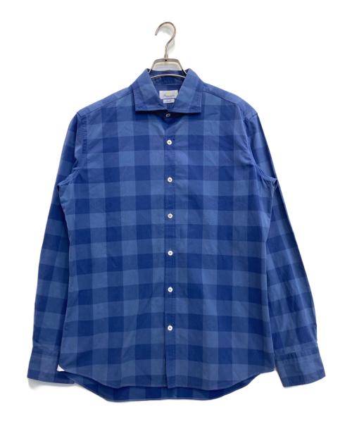giannetto（ジャンネット）giannetto (ジャンネット) ホリゾンタルカラーシャツ ブルー サイズ:Lの古着・服飾アイテム