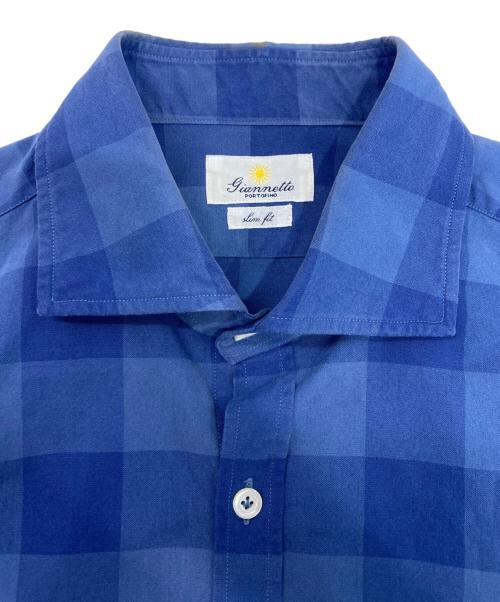 giannetto（ジャンネット）giannetto (ジャンネット) ホリゾンタルカラーシャツ ブルー サイズ:Lの古着・服飾アイテム