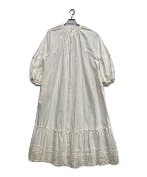 BABYLONE（バビロン）BABYLONE (バビロン) レース切替長袖ワンピース アイボリー サイズ:FREEの古着・服飾アイテム
