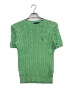 POLO RALPH LAURENポロ・ラルフローレン）の古着「半袖ケーブルニット」｜グリーン