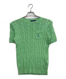 POLO RALPH LAUREN（ポロ・ラルフローレン）の古着「半袖ケーブルニット」｜グリーン
