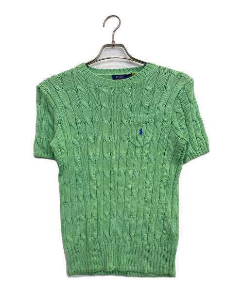 POLO RALPH LAUREN（ポロ・ラルフローレン）POLO RALPH LAUREN (ポロ・ラルフローレン) 半袖ケーブルニット グリーン サイズ:Ｍの古着・服飾アイテム