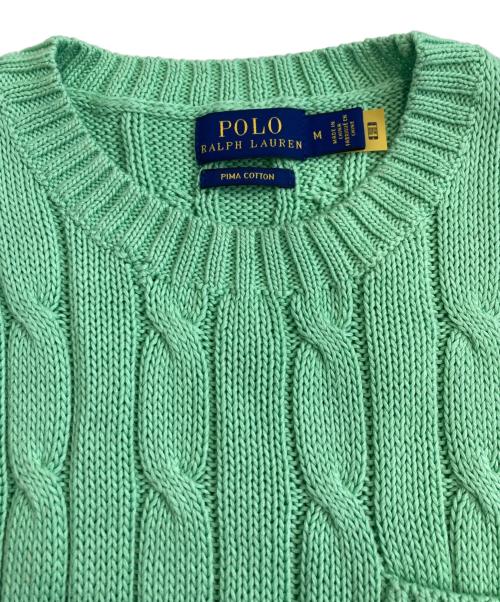 POLO RALPH LAUREN（ポロ・ラルフローレン）POLO RALPH LAUREN (ポロ・ラルフローレン) 半袖ケーブルニット グリーン サイズ:Ｍの古着・服飾アイテム