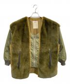 CIAOPANIC TYPY×etsintaチャオパニックティピー×エシンタ）の古着「ファー切り替えショートスタンドジャケット」｜カーキ