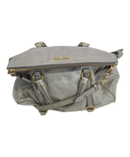 MIU MIU（ミュウミュウ）MIU MIU (ミュウミュウ) サイドリボンヴィッテロ2WAYバッグ グレーの古着・服飾アイテム