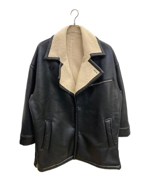 HARE（ハレ）HARE (ハレ) フェイクレザームートンOVERコート ブラック サイズ:Mの古着・服飾アイテム