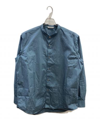 AURALEE オーラリー ノースリーブ S 青 【古着】【中古】【送料無料】 中古・古着通販】AURALEE (オーラリー) ノーカラーシャツ グリーン