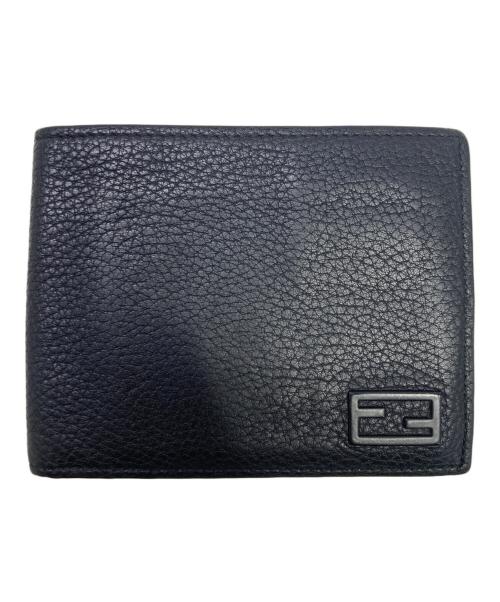 FENDI（フェンディ）FENDI (フェンディ) カーフスキン2つ折り財布 ブラックの古着・服飾アイテム